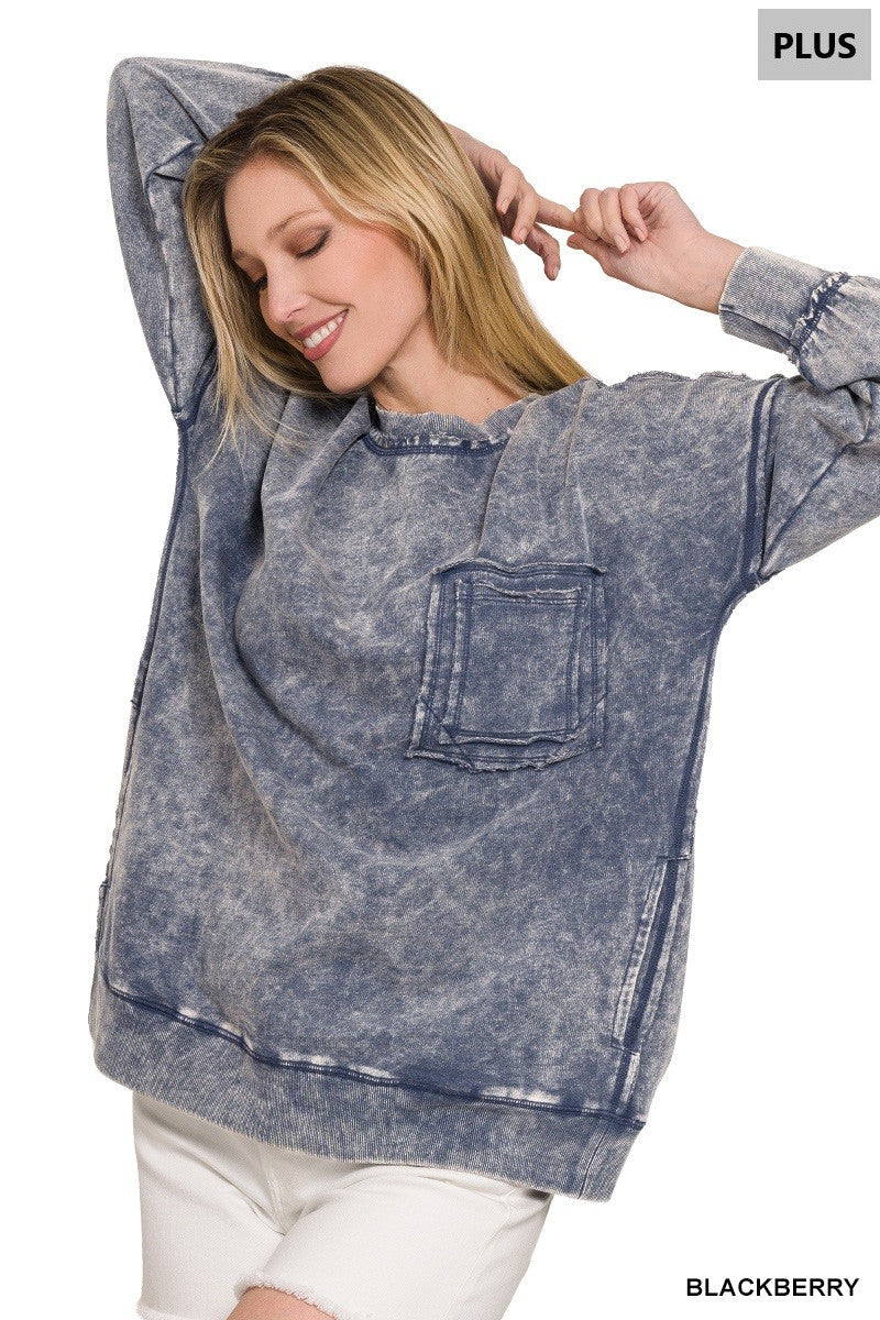 Acid Wash Pullover Sweatshirts