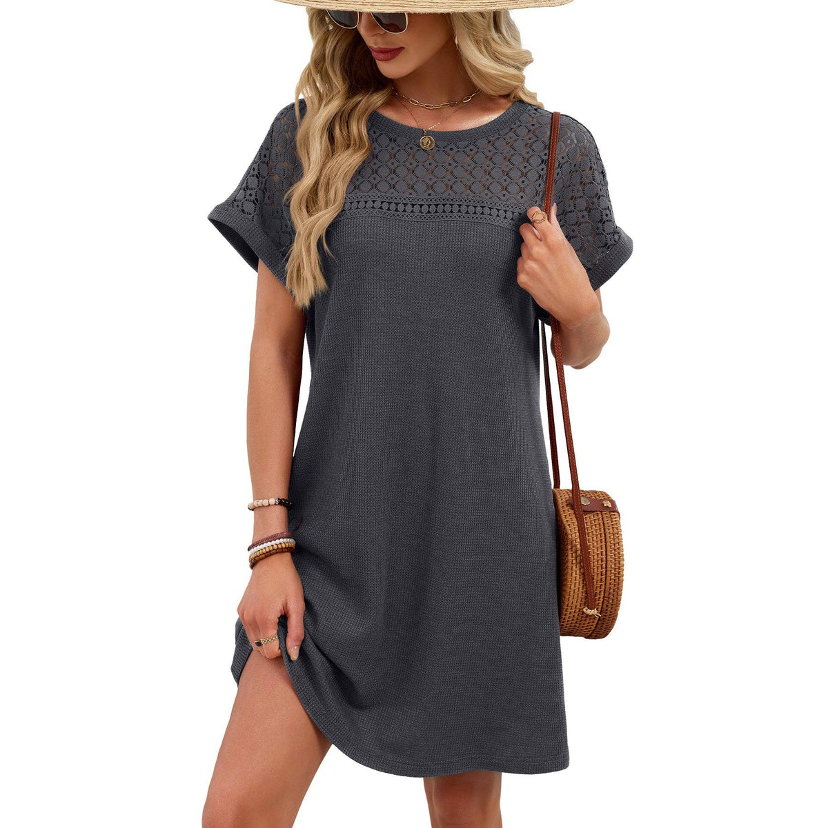 Lace Casual Short Sleeve Dress