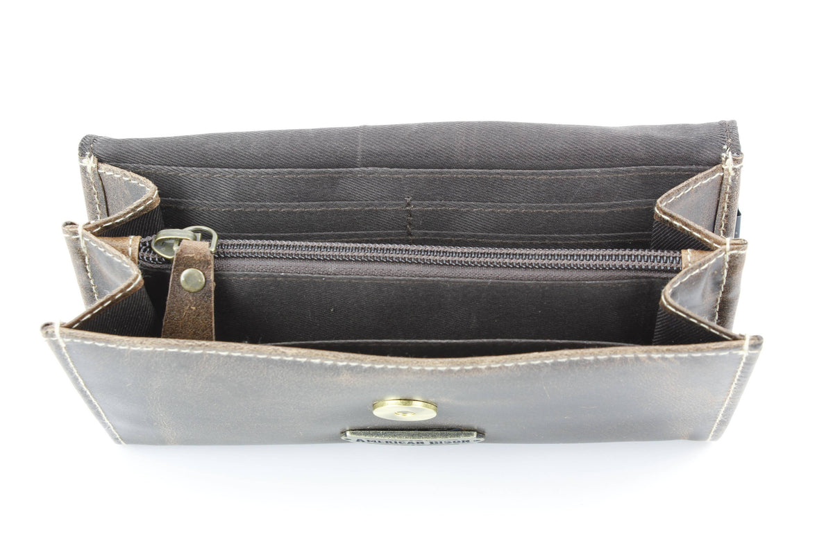Women’s Brown Leather Navy Aztec Clutch ABLW 18-2536