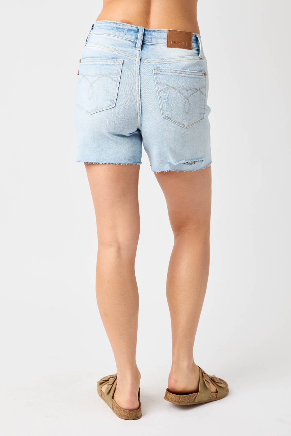 Judy Blue Jeans- High Waist Shorts with Destroy at Back (XL Only)
