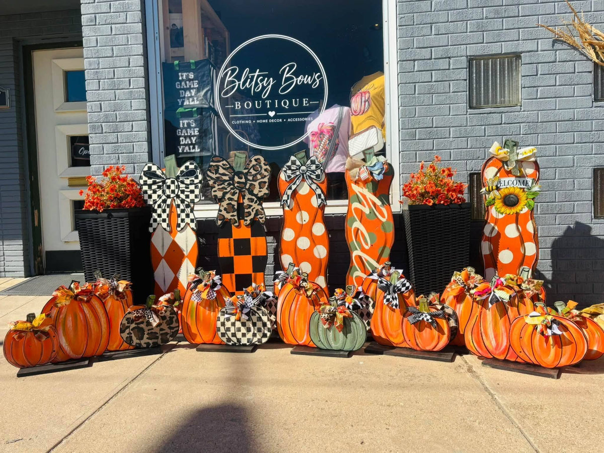 Set of Two Wooden Pumpkins