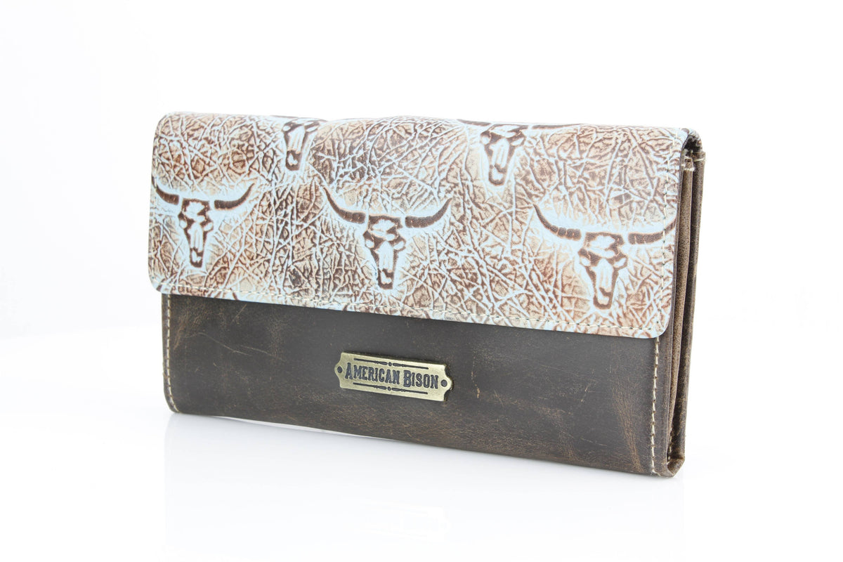 Women’s Brown Turquoise Bison Clutch ABLW 18-2548