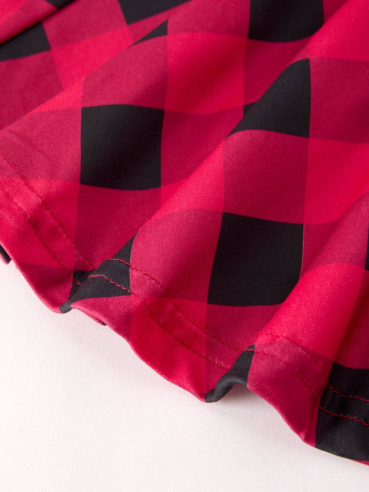 Red And Black Plaid Bell-Bottomed Pants