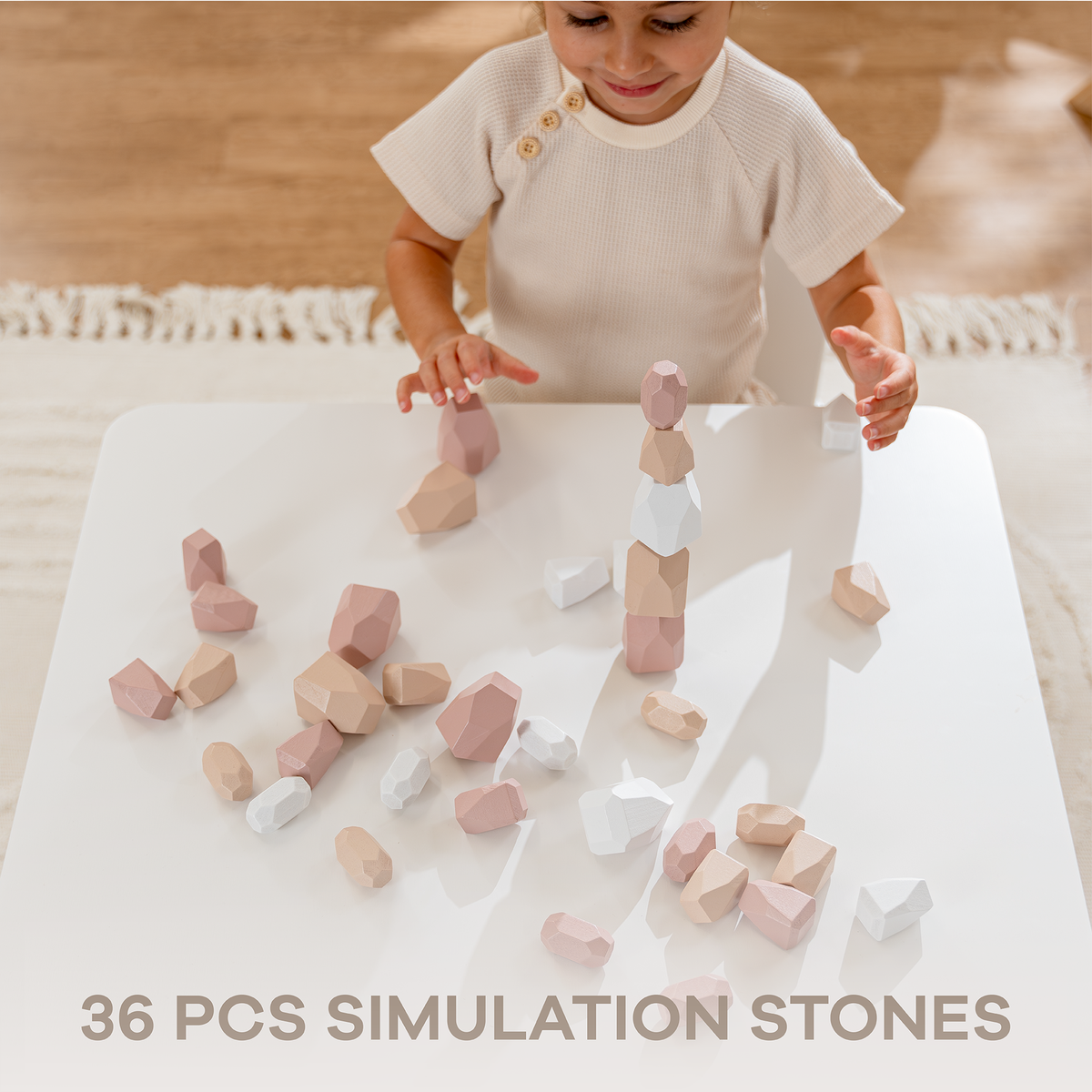 Stacking Rocks, 36 pcs Wooden Stacking Stones by Comfy Cubs