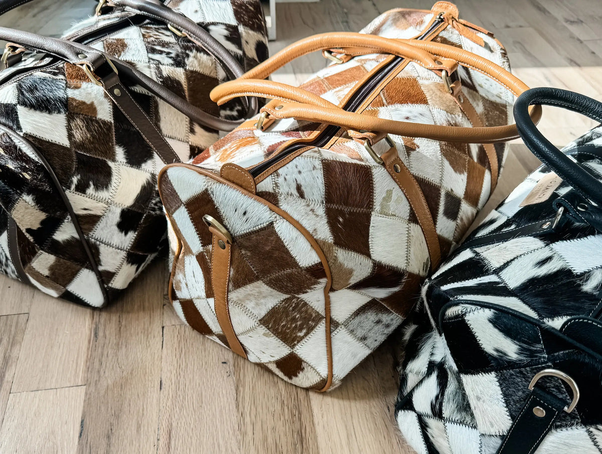 BOHO LUXE DUFFLE Weekender- Authentic Leather/Cowhide