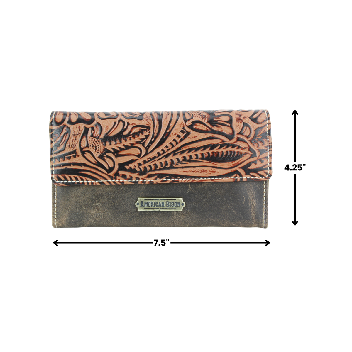 Women’s Brown Leather Floral Clutch Wallet ABLW 18-2512