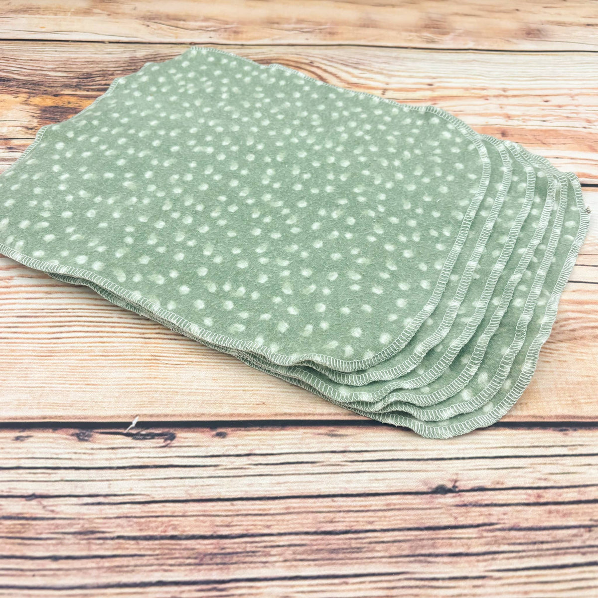 Green and White Polka Dots Reusable Cotton Paper Towels