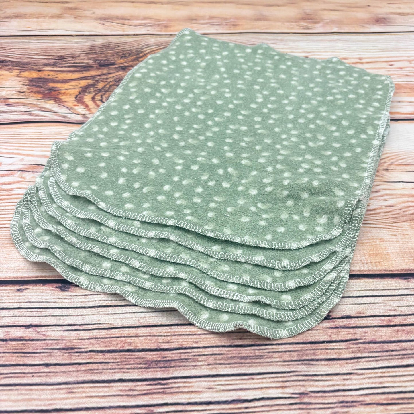 Green and White Polka Dots Reusable Cotton Paper Towels