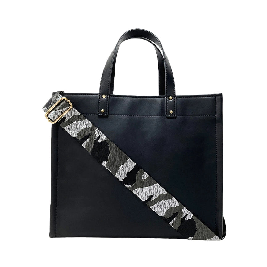 Campbell Branded Tote- Brown w/ Camo Strap