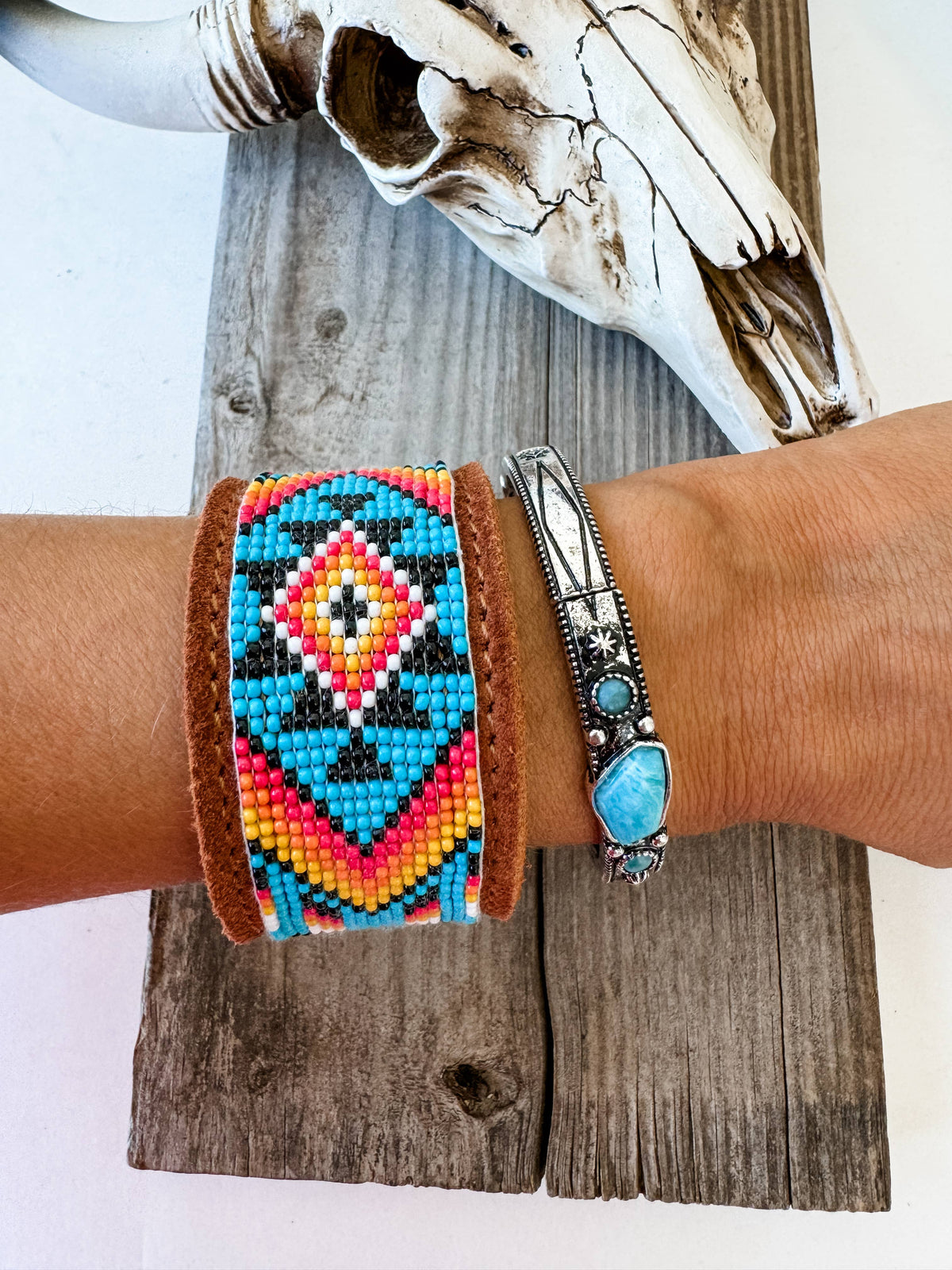 Western Aztec Leather Bracelet