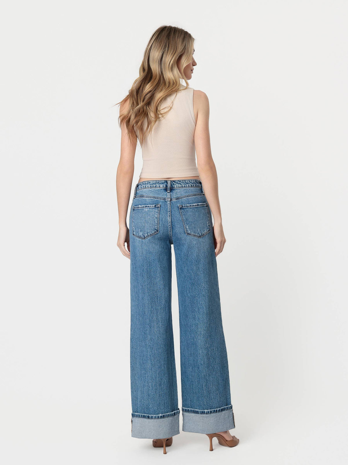 VERVET by FLYING MONKEY- HIGH RISE CUFFED JEANS