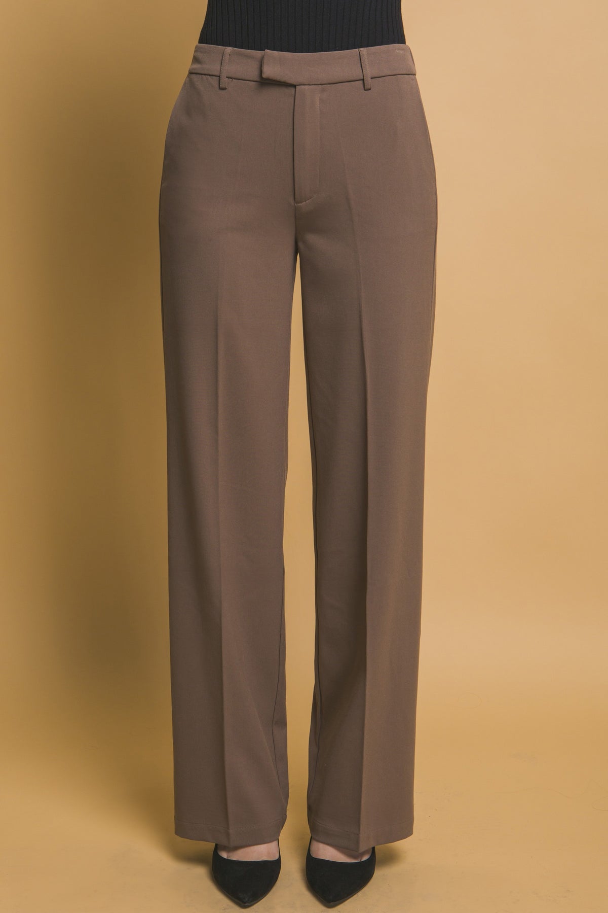 Solid Formal Long Pants- Brown