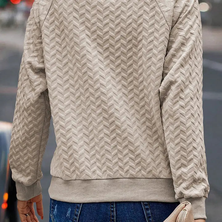 Textured Raglan Pullover Sweatshirt.. BEIGE