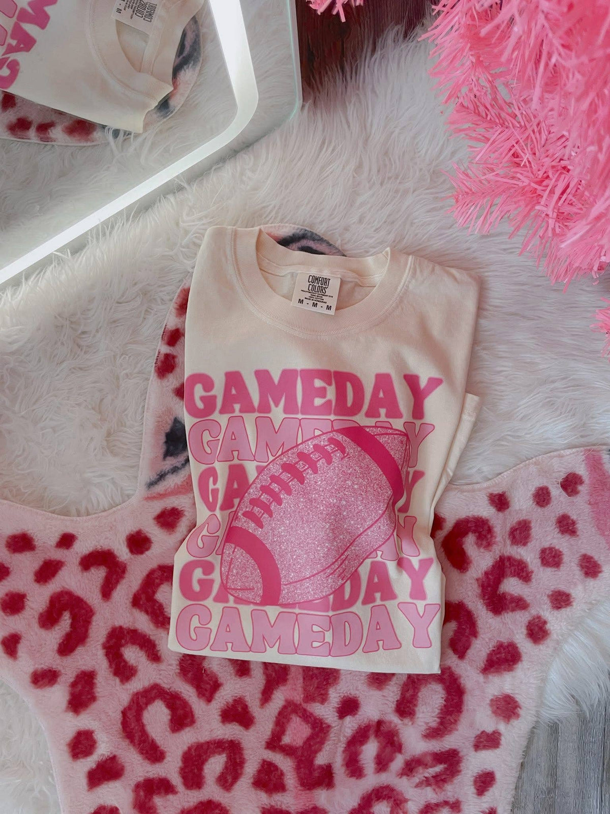 Pink Football Short Sleeve Tee