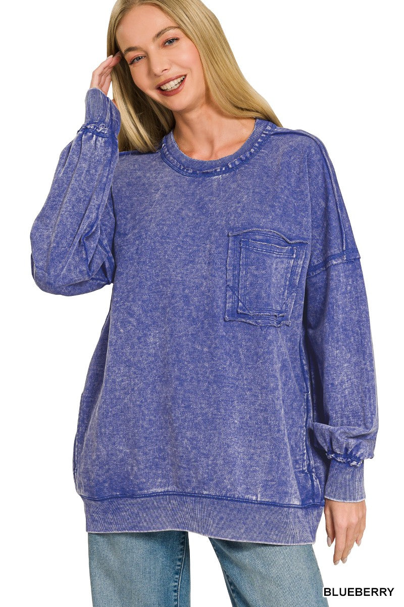 Acid Wash Pullover Sweatshirts