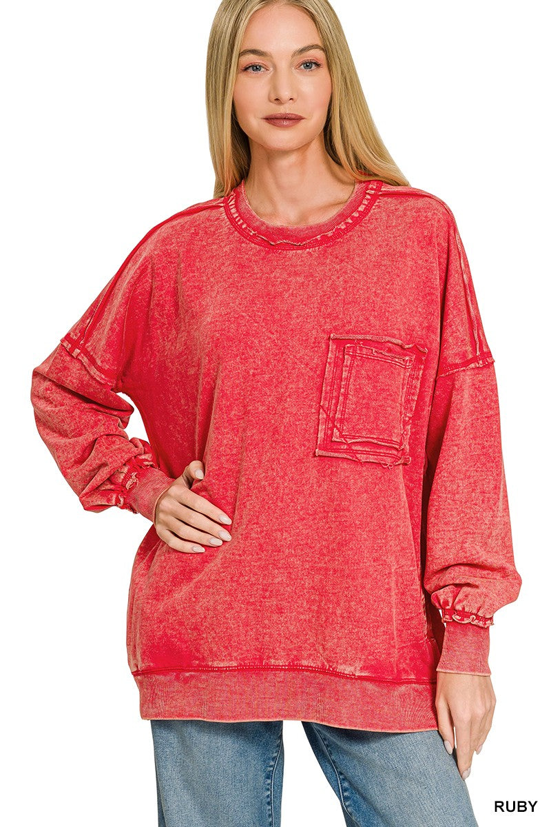Acid Wash Pullover Sweatshirts