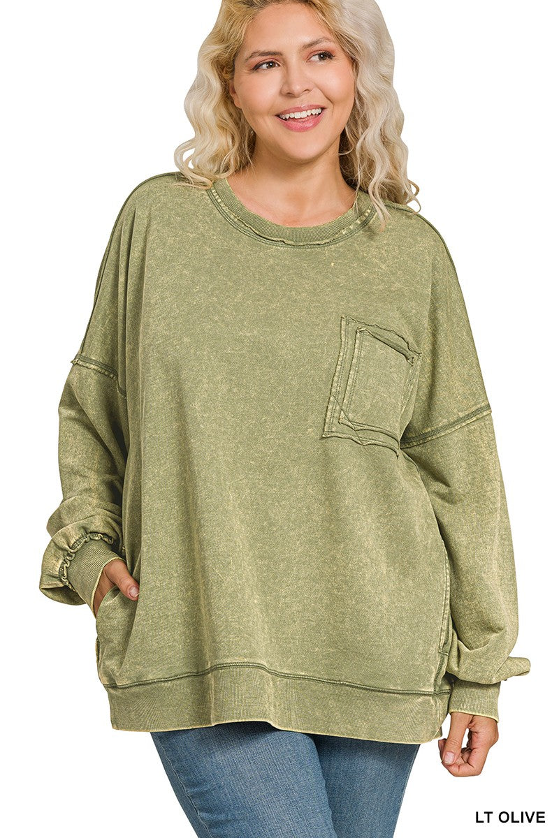 Acid Wash Pullover Sweatshirts