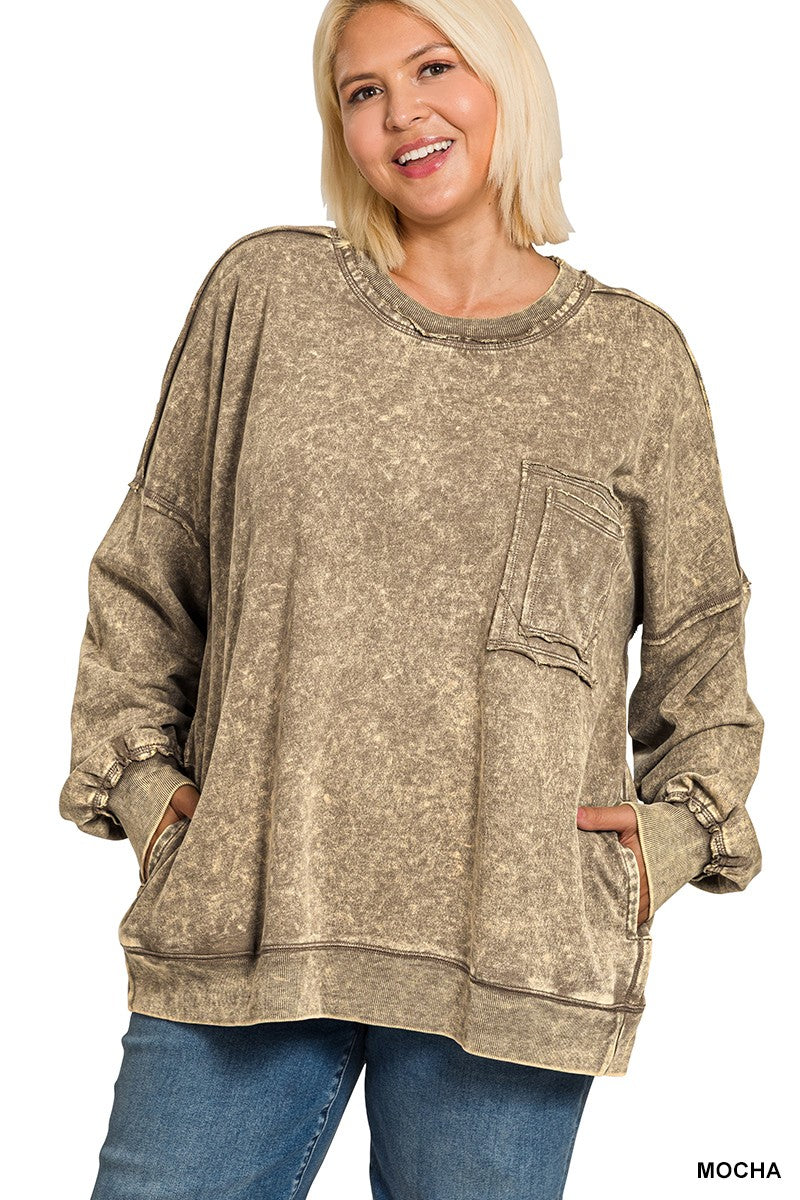 Acid Wash Pullover Sweatshirts