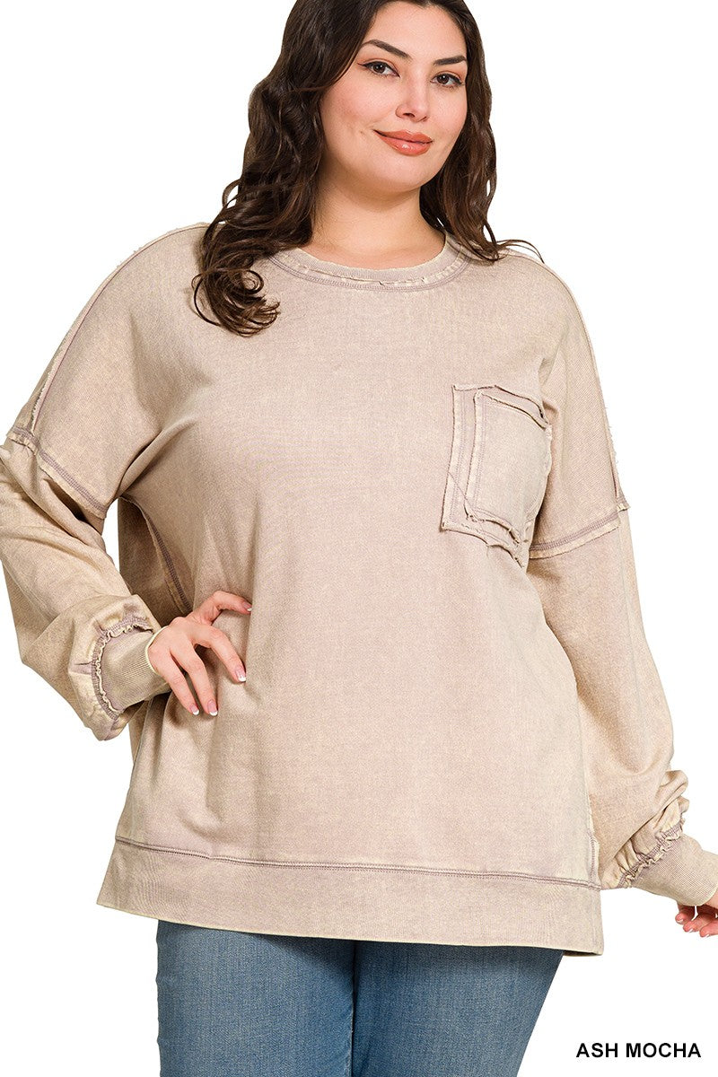 Acid Wash Pullover Sweatshirts