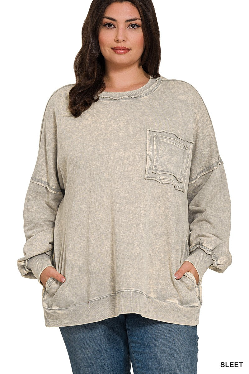 Acid Wash Pullover Sweatshirts