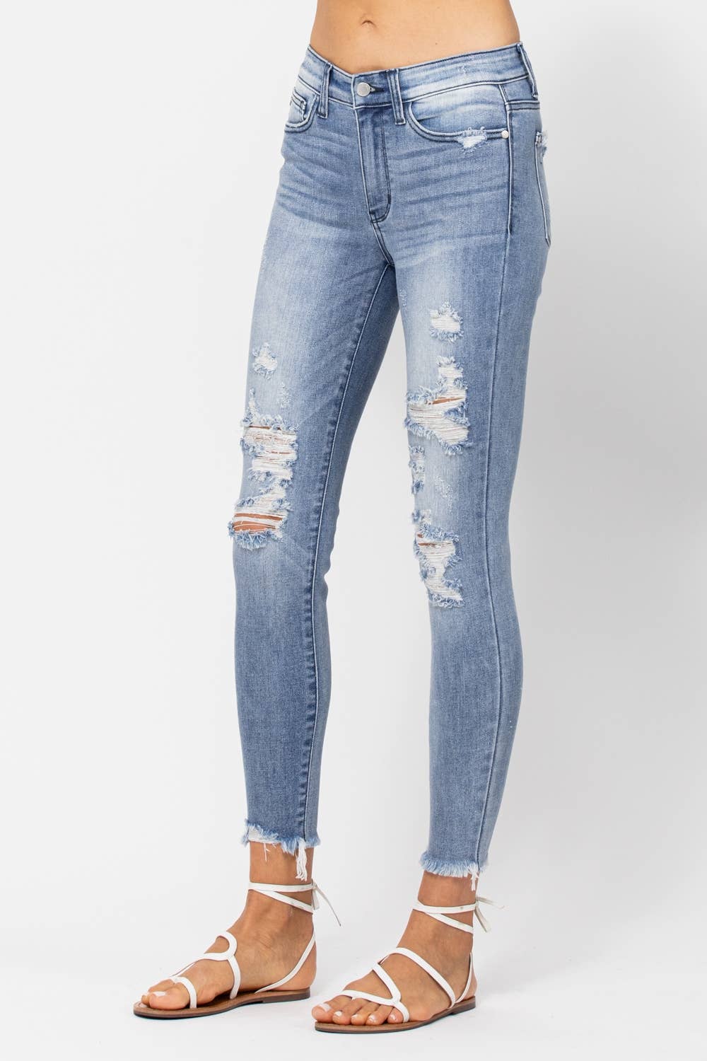 MID-RISE SKINNY DESTROYED