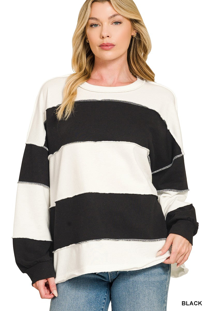 Black.White Stripped Sweatshirt
