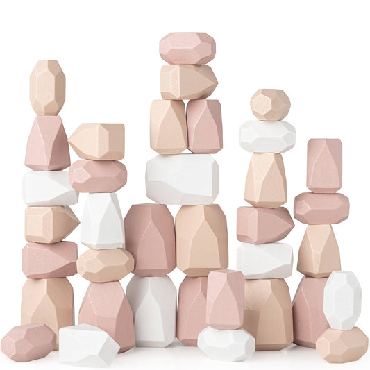 Stacking Rocks, 36 pcs Wooden Stacking Stones by Comfy Cubs