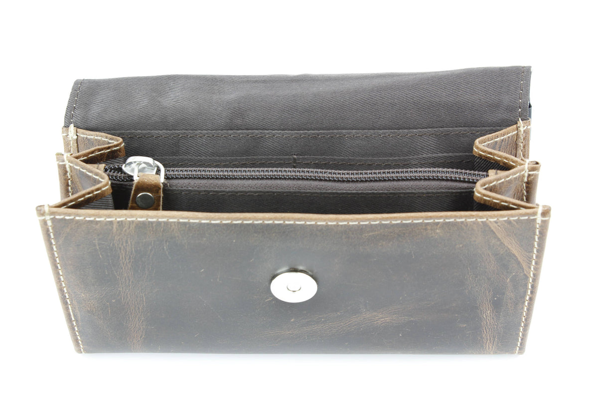 Women’s Brown Leather Silver Aztec Clutch ABLW 18-2524