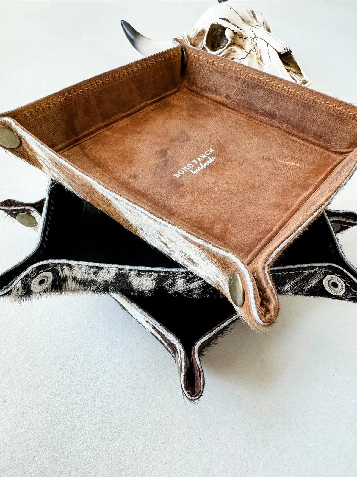 COWHIDE LEATHER TRAY- Jewerly/Keys/Storage