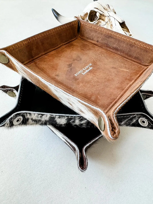 COWHIDE LEATHER TRAY- Jewerly/Keys/Storage