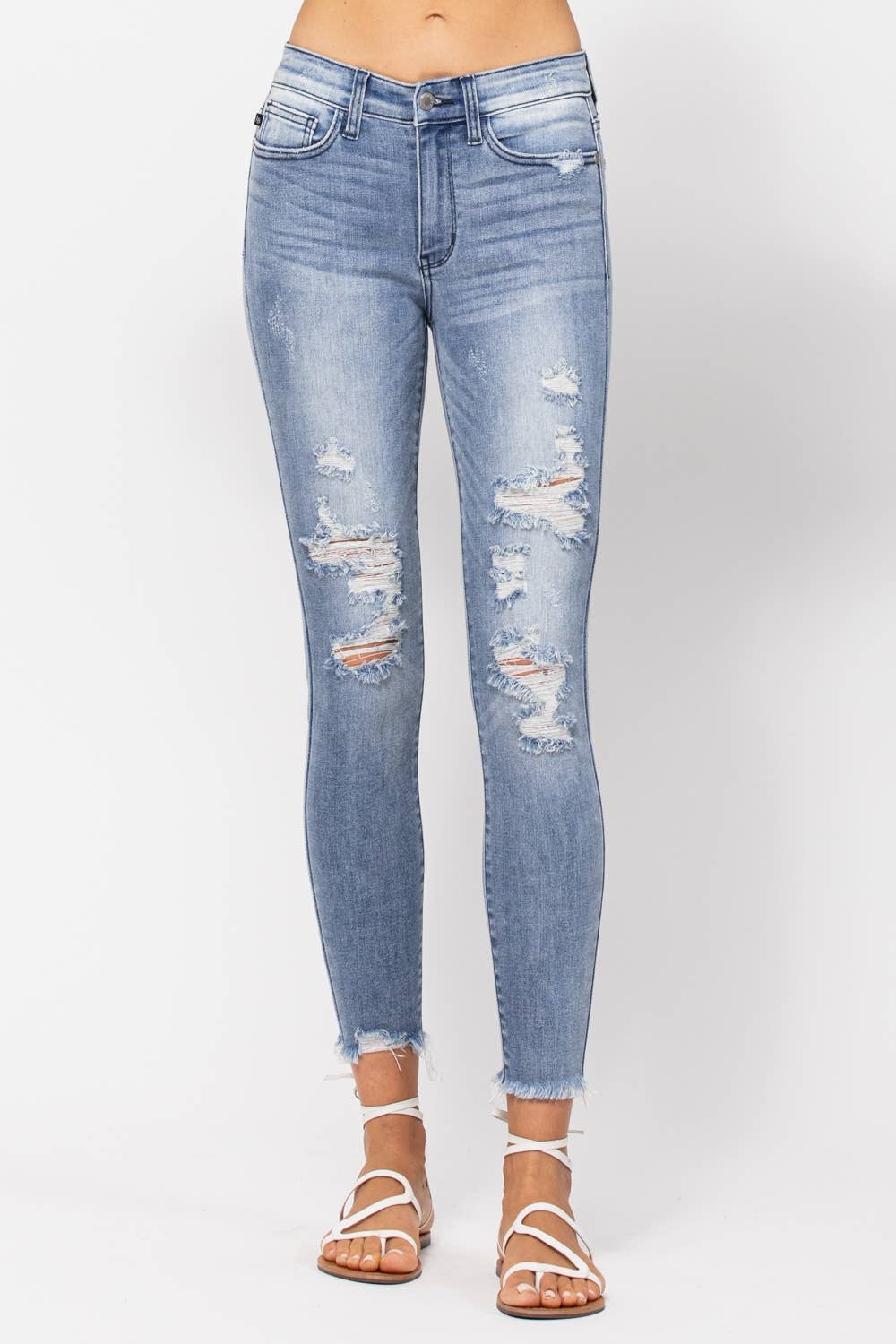 MID-RISE SKINNY DESTROYED
