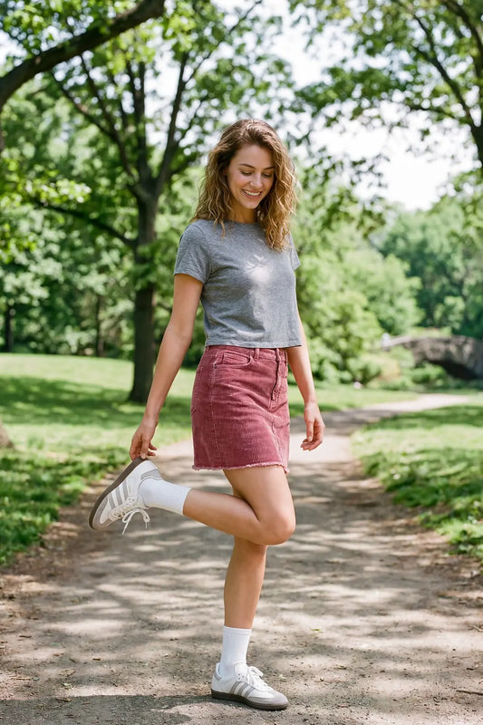 Berry Corduroy Skirt
