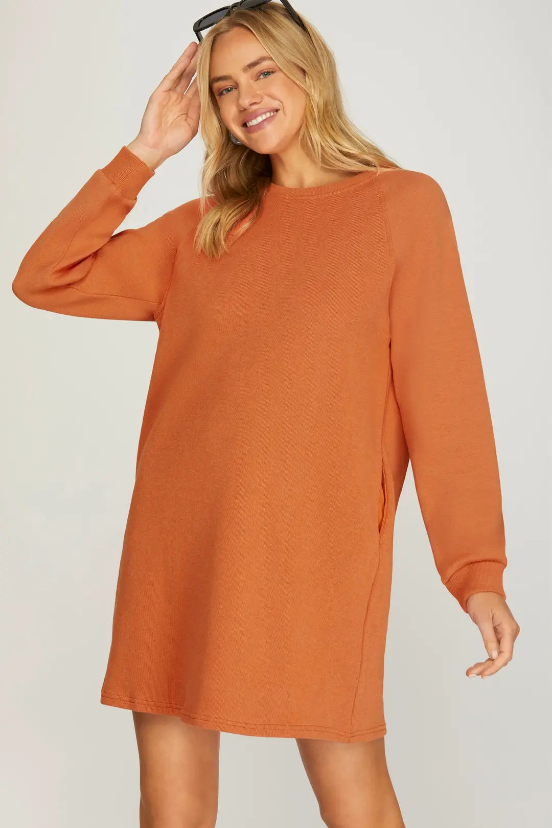 Long Sleeve Knit Dress w Pockets (ALL SIZES)