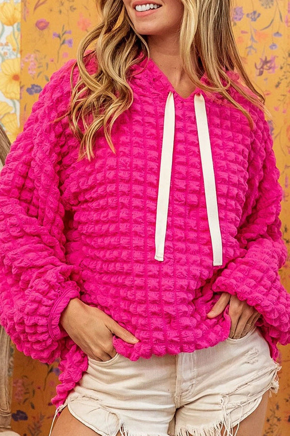 BUBBLE Waffle Hoodies- PINK