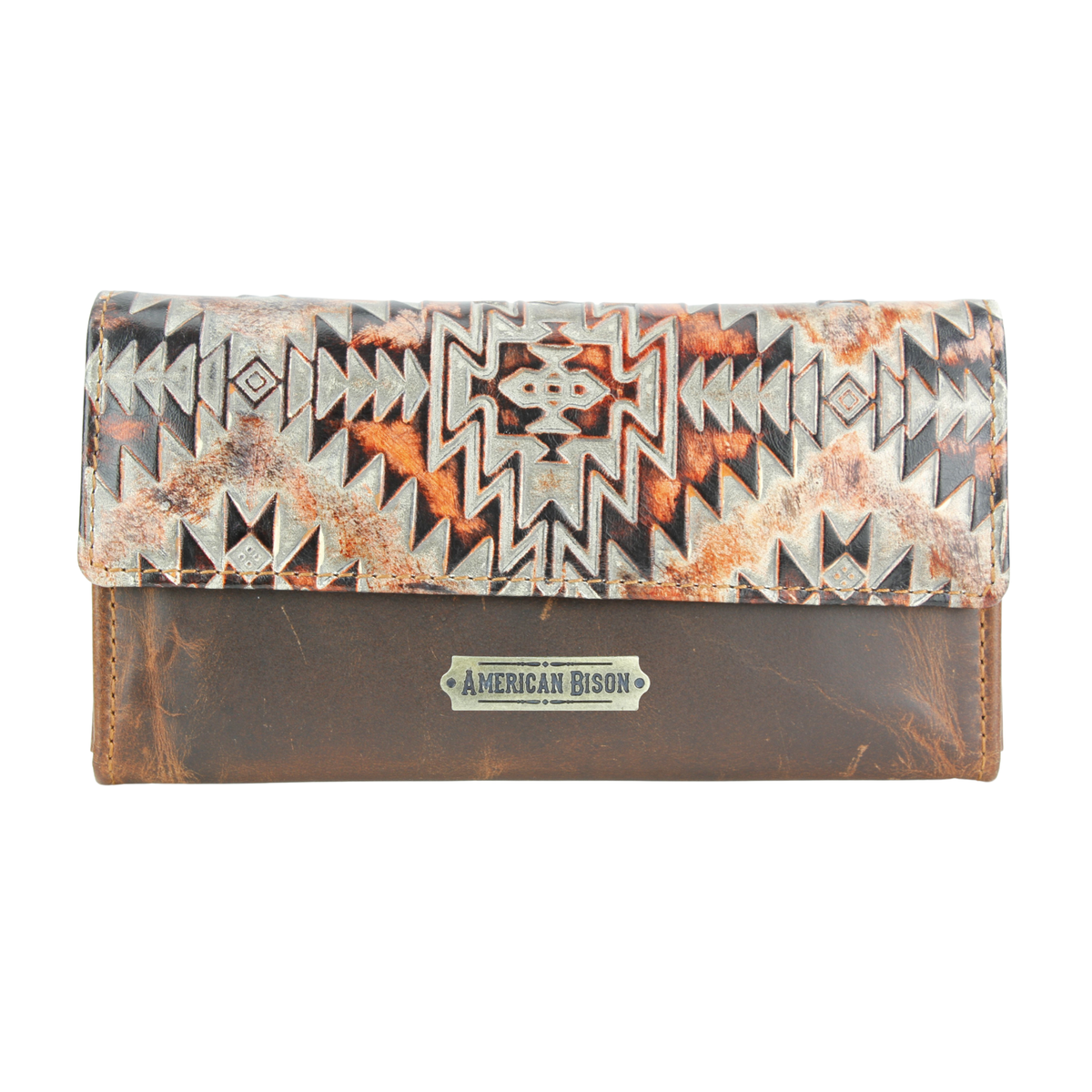 Women’s Rustic Brown Orange Aztec Clutch ABLW 18-2537