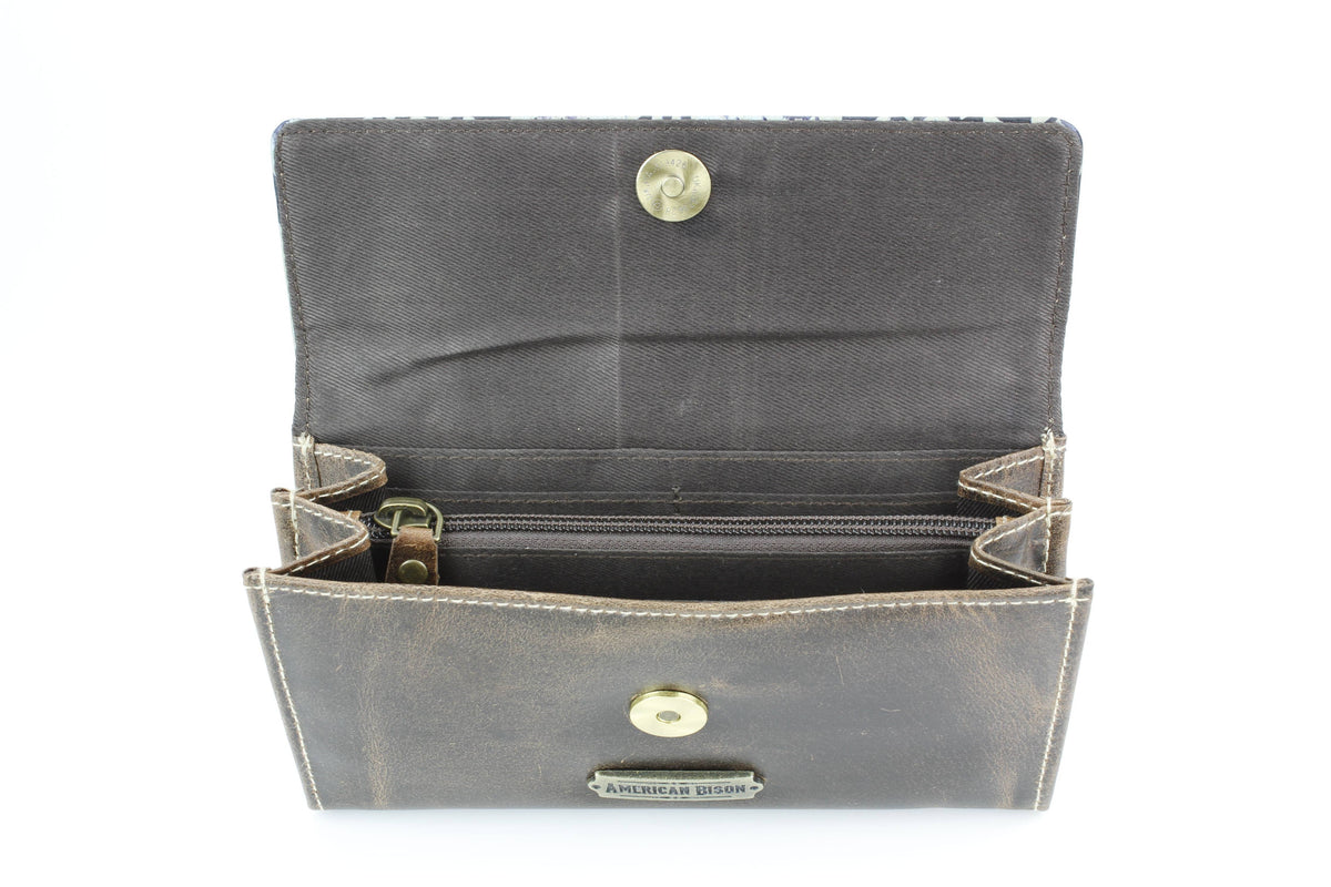Women’s Brown Leather Navy Aztec Clutch ABLW 18-2536