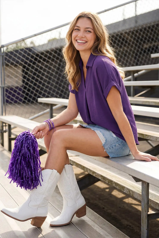 Funday Purple Collared Top