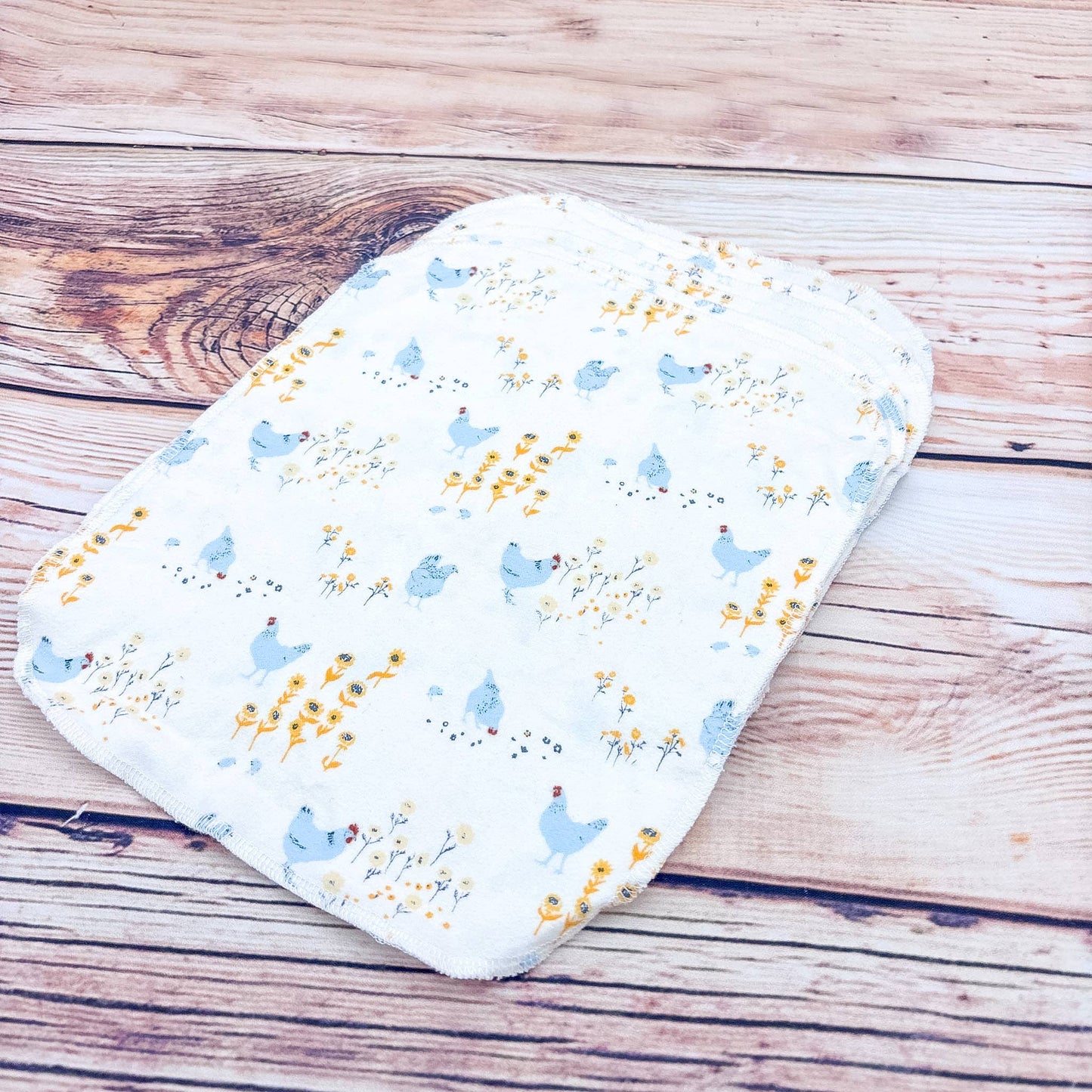 Chickens and Flowers Reusable Cotton Paper Towels
