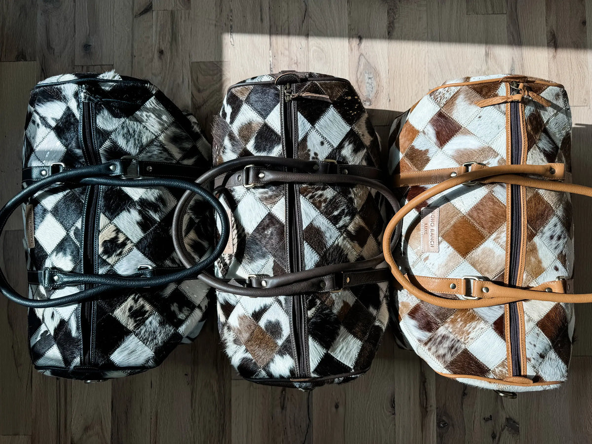 BOHO LUXE DUFFLE Weekender- Authentic Leather/Cowhide
