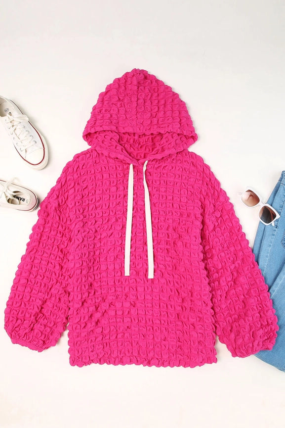 BUBBLE Waffle Hoodies- PINK