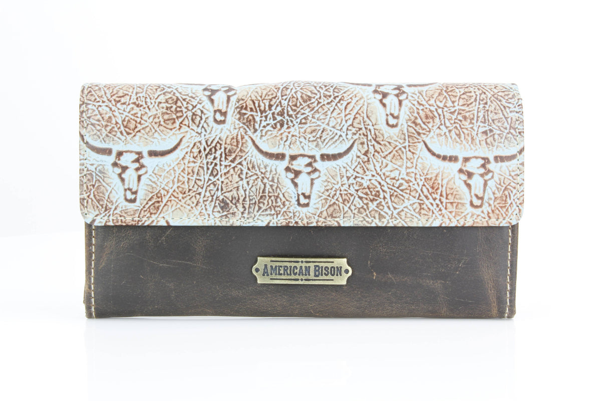 Women’s Brown Turquoise Bison Clutch ABLW 18-2548