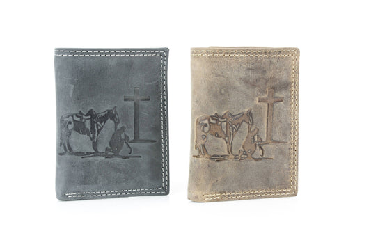 Men’s Tri-Fold Wallet w/ Cowboy Emboss