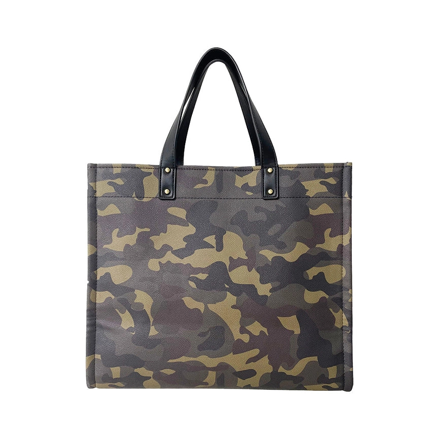 Campbell Branded Tote- Brown w/ Camo Strap