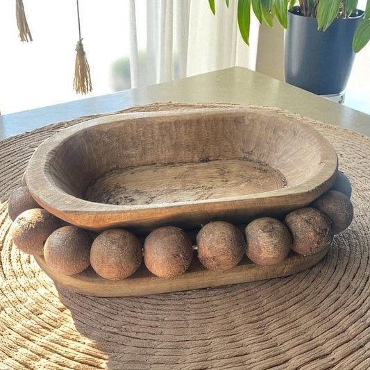 Wooden Decor Beaded Bowls