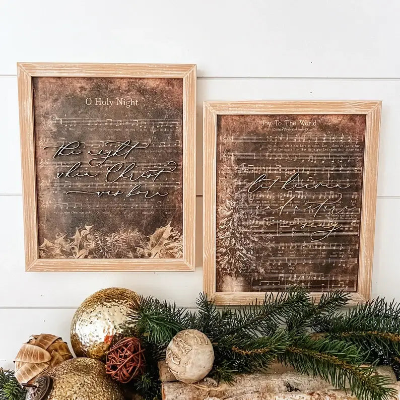 Vintage Christmas Carol Signs - Dark Background