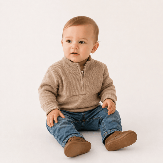 Quarter Zip Sweater Sand - Infant