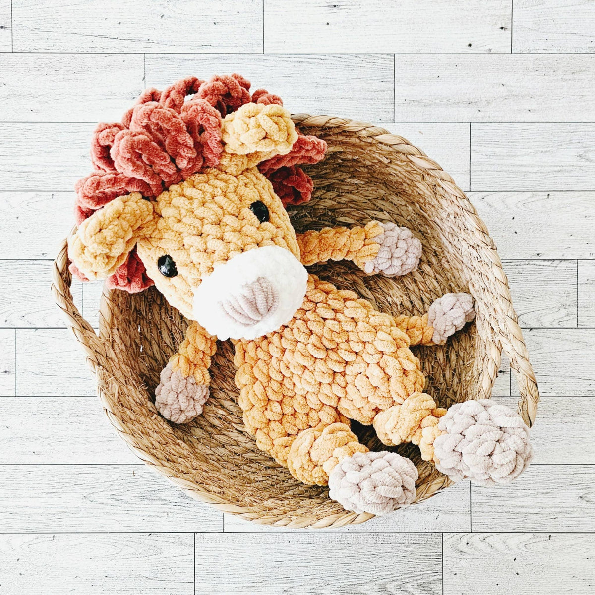 Crochet Lion Plushie Toy | Soft Baby Security Blanket Lovey