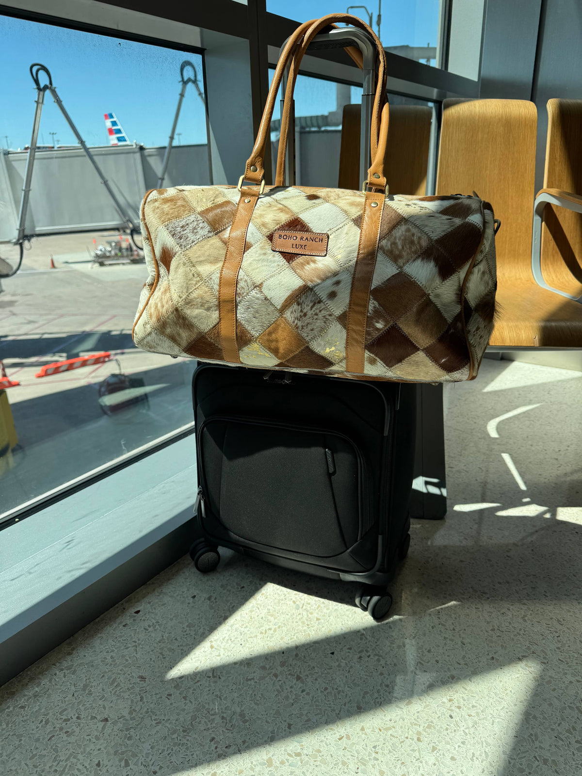 BOHO LUXE DUFFLE Weekender- Authentic Leather/Cowhide