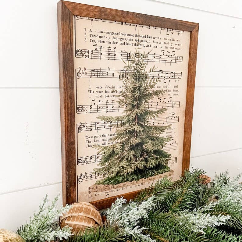 Amazing Grace Vintage Tree Sign