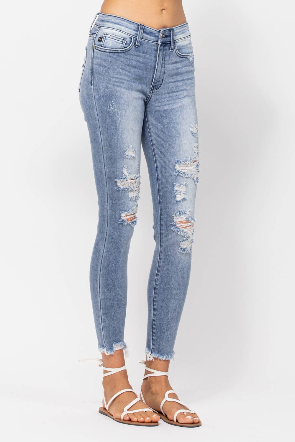 MID-RISE SKINNY DESTROYED